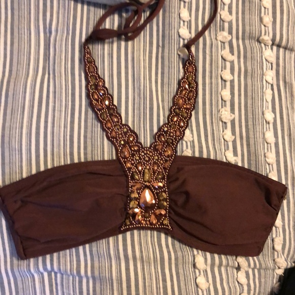 H&M Other - H&M Brown & Gold Swim Bikini Top